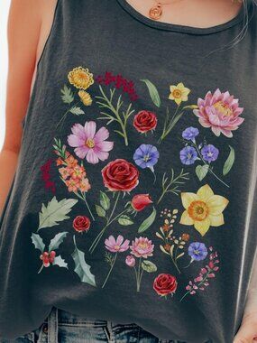 Wildflower Tank Top | Boho Botanical Garden Shirt | Floral Nature Aesthetic Tank